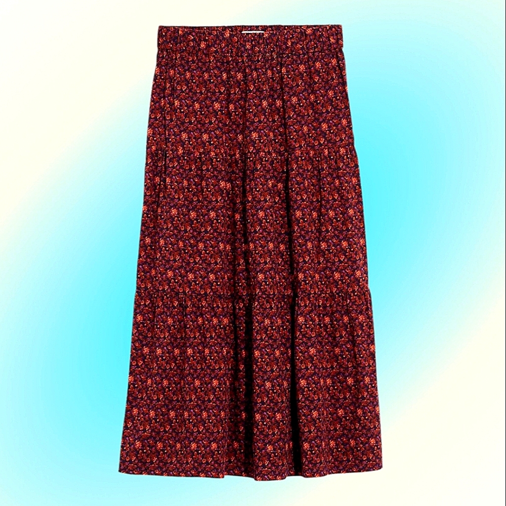 Madewell Pull-On Tiered Maxi Skirt in Orchard Floral
